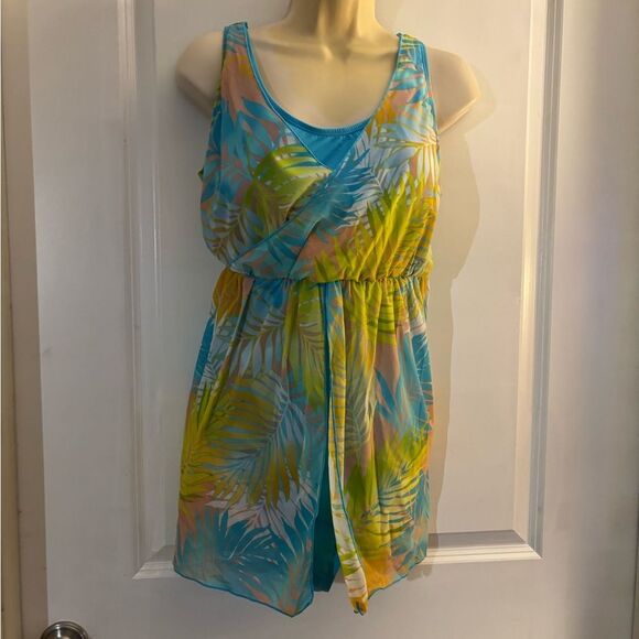 Denim & Co Beach Layered Swim dress sz 16 - Picture 1 of 4